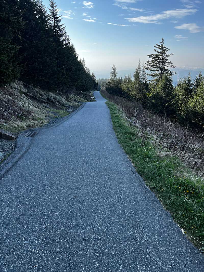the paved hike up to the clingman's dome lookout